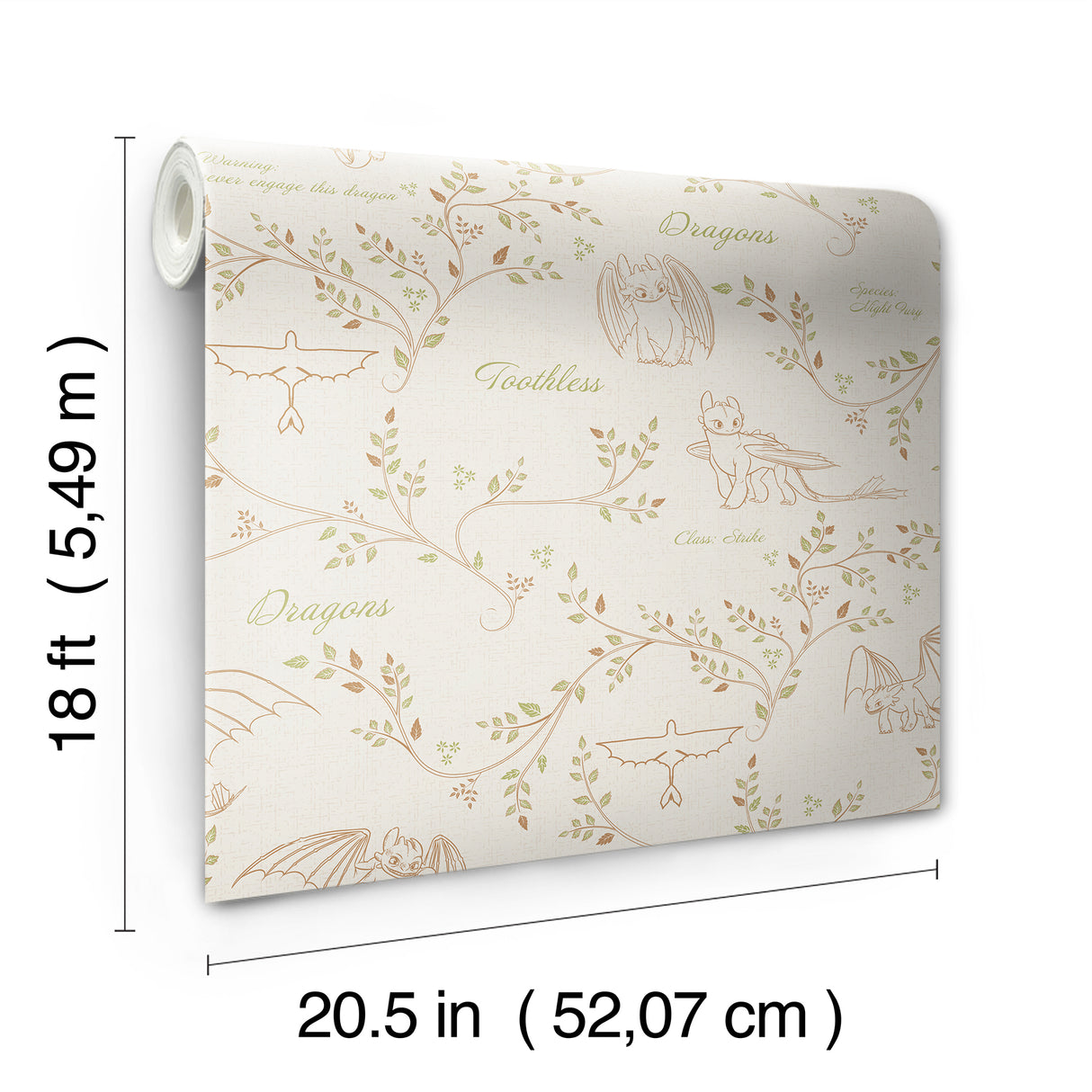 How to Train Your Dragon Toothless Radical Nature Cream by RoomMates Officially Licensed Whimsical Toile Peel and Stick Wallpaper - RMWS1299