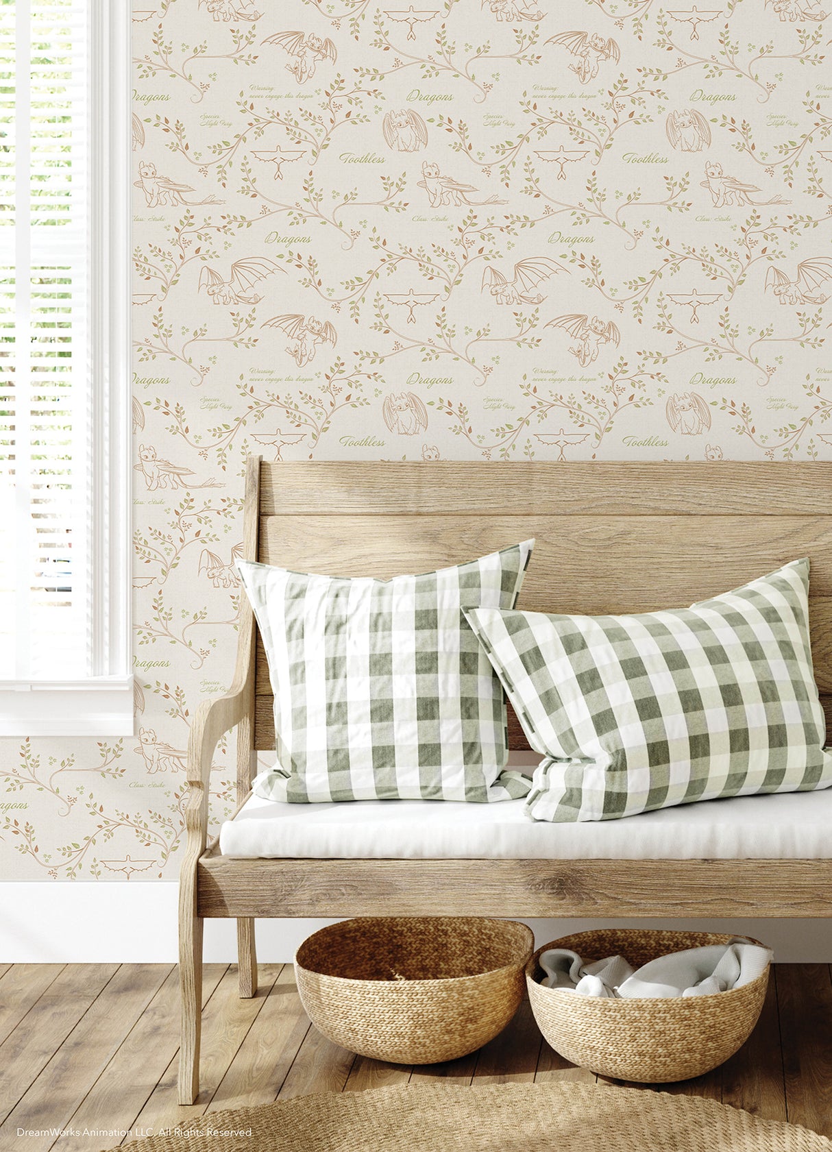 How to Train Your Dragon Toothless Radical Nature Cream by RoomMates Officially Licensed Whimsical Toile Peel and Stick Wallpaper - RMWS1299