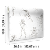 Miraculous Ladybug Sketch Charcoal by RoomMates Officially Licensed Peel and Stick Kids Superhero Character Removable Wallpaper - RMWS1305