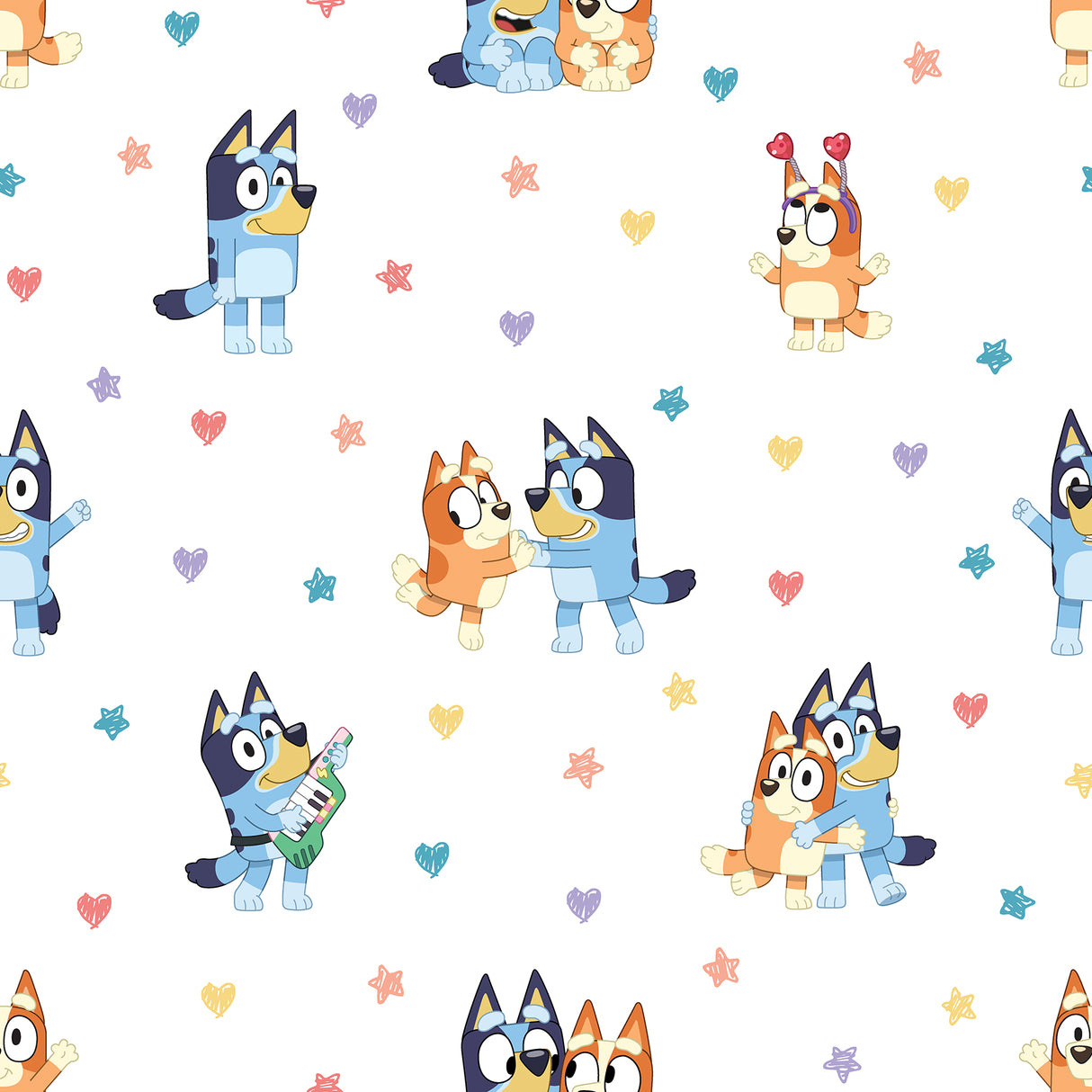 Bluey & Bingo Hearts Multicolor Peel and Stick Wallpaper by RoomMates - RMWS1307