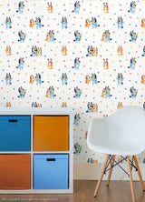 Bluey & Bingo Hearts Multicolor by RoomMates Officially Licensed BBC Peel and Stick Kids Wallpaper 20.5in x 18ft - RMWS1307