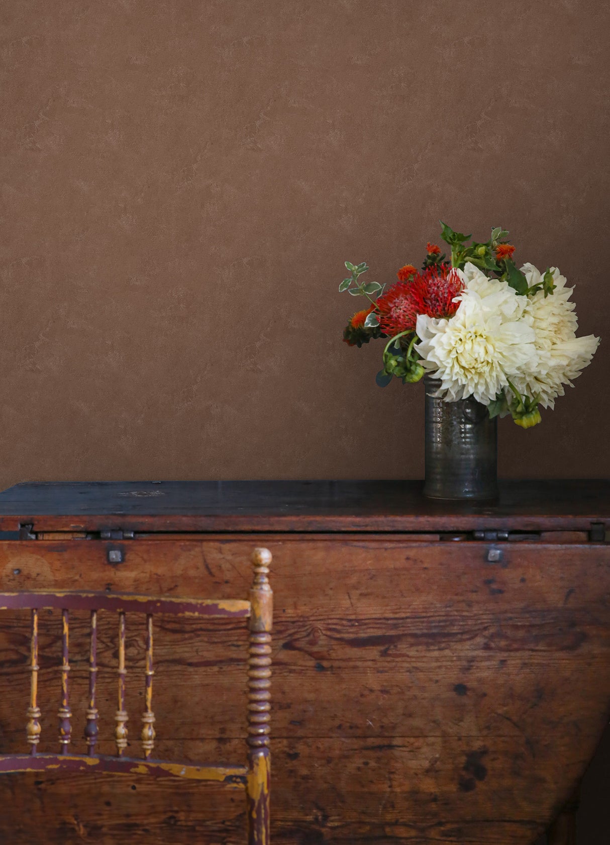 Daphne Limewash Mocha by Mr. Kate for RoomMates Modern Texture Peel and Stick Removable Vinyl Wallpaper 20.5 in x 18 ft - RMWS1309