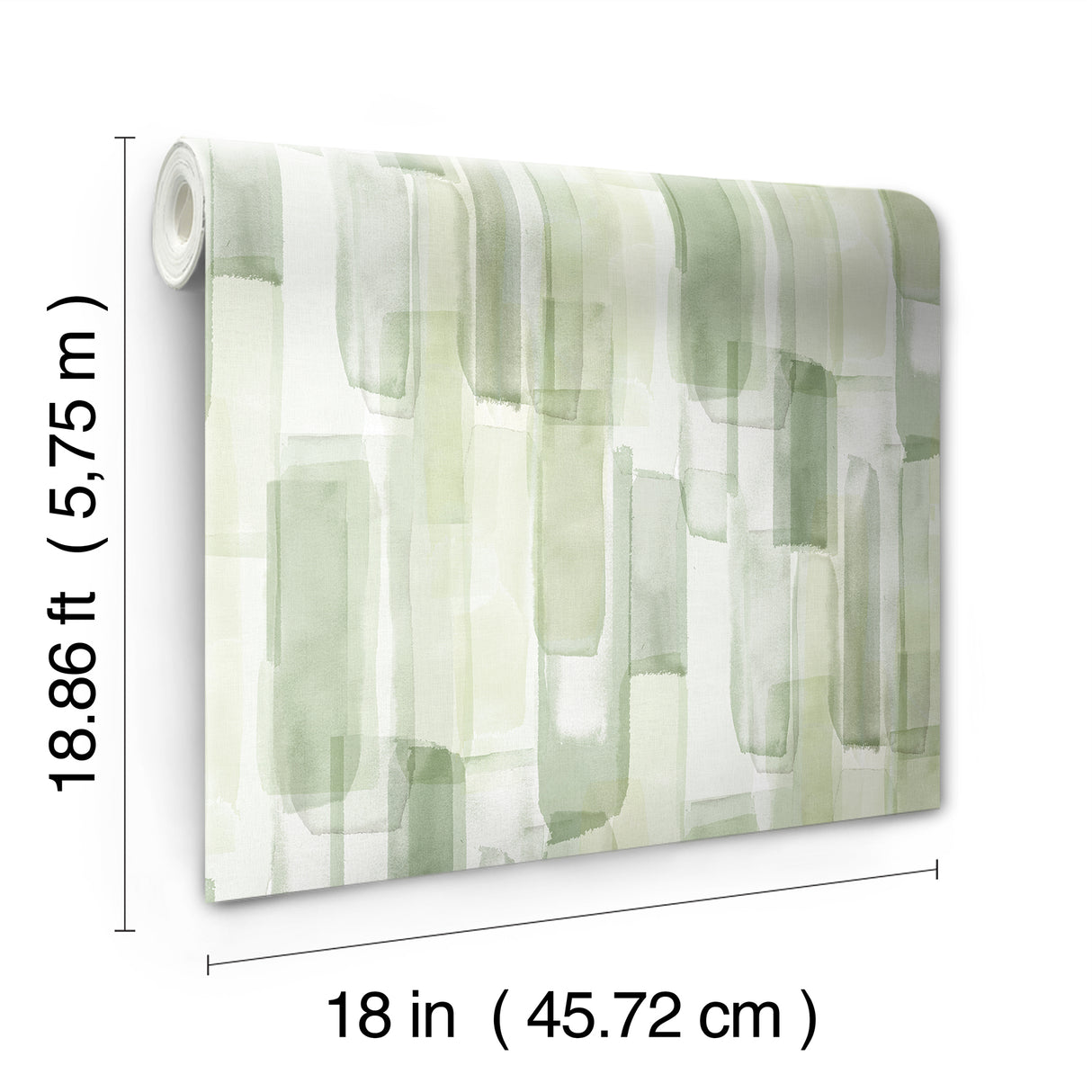 Mr. Kate Watercolor Glass Olive Green by RoomMates Fully Removable Peel and Stick Bohemian Watercolor Tile Wallpaper Roll - RMWS1313