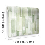 Mr. Kate Watercolor Glass Olive Green by RoomMates Fully Removable Peel and Stick Bohemian Watercolor Tile Wallpaper Roll - RMWS1313