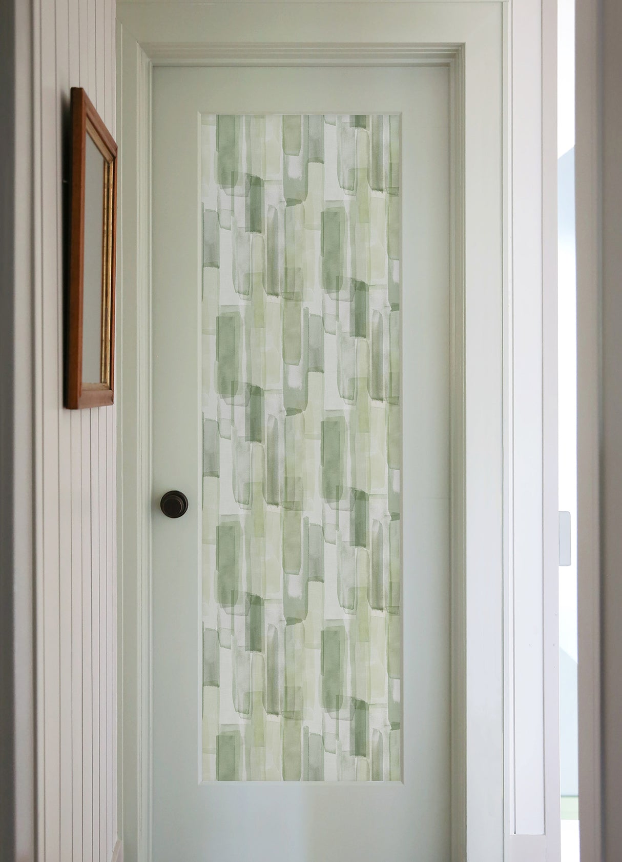 Mr. Kate Watercolor Glass Olive Green by RoomMates Fully Removable Peel and Stick Bohemian Watercolor Tile Wallpaper Roll - RMWS1313