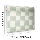 Tess Watercolor Checker Sage Green Peel and Stick Wallpaper by RoomMates x Mr. Kate Bohemian Geometric Design - RMWS1316