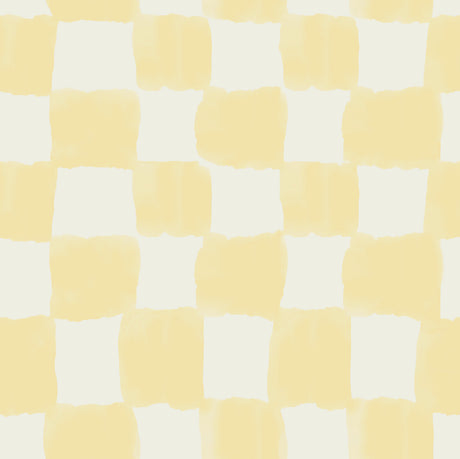 Tess Watercolor Checker Pale Yellow Peel and Stick Wallpaper by RoomMates RMWS1317