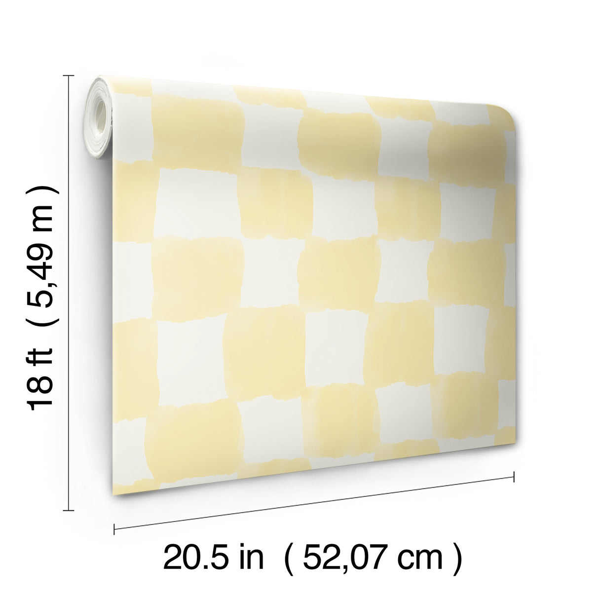Tess Watercolor Checker Pale Yellow Peel and Stick Wallpaper by RoomMates Bohemian Geometric Mr. Kate Design - RMWS1317