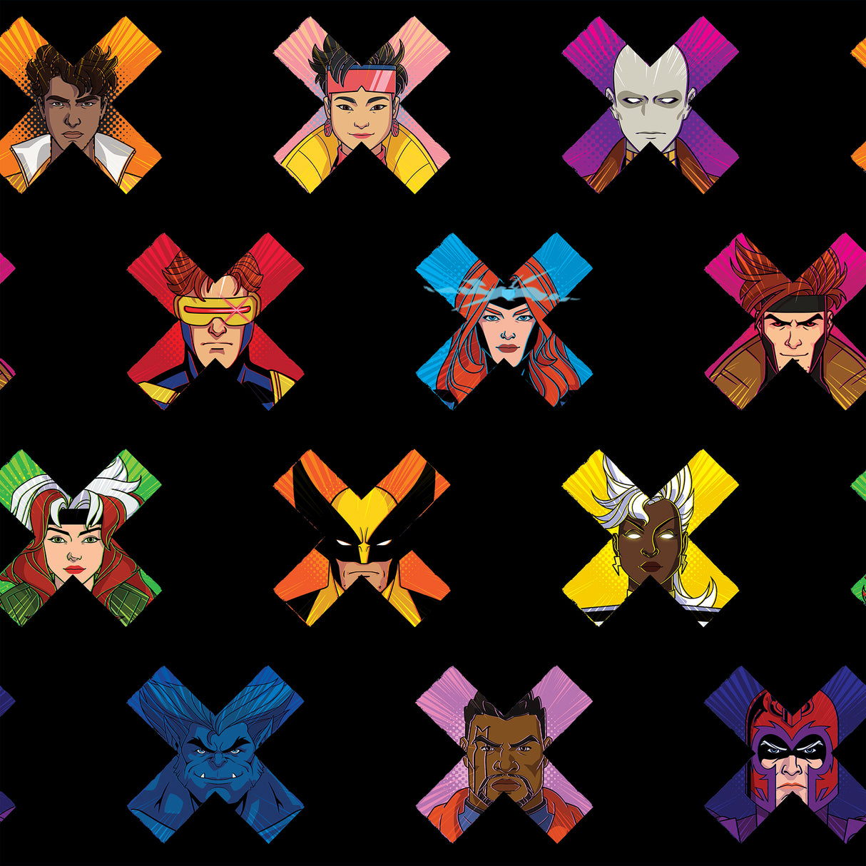 Marvel's X-MEN '97 Faces Black Peel and Stick Wallpaper by RoomMates - RMWS1318