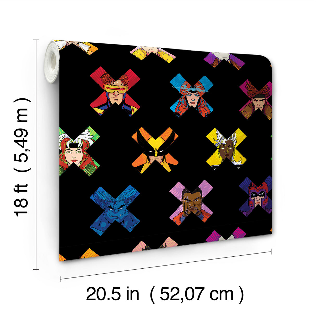 Marvel's X-MEN '97 Faces Black Peel and Stick Wallpaper by RoomMates Marvel Licensed X-Men Character Pattern Wallpaper Roll - RMWS1318