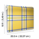 Clueless Cher Yellow Peel and Stick Wallpaper by RoomMates Iconic 90s Plaid Licensed Design Celebrate the 30th Anniversary - RMWS1323