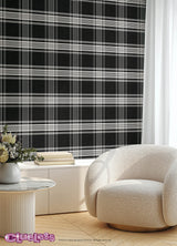 Clueless Dionne Black and White Iconic Plaid Officially Licensed 30th Anniversary Retro Peel and Stick Removable Wallpaper by RoomMates RMWS1324