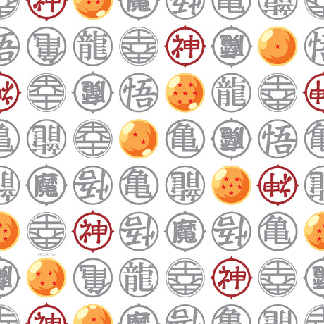 Dragon Ball Z Symbols White Peel and Stick Wallpaper by RoomMates - RMWS1327