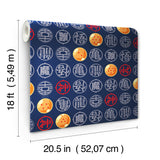 Dragon Ball Z Symbols Blue by RoomMates Licensed Crunchyroll Peel and Stick Anime Kids Wallpaper - RMWS1328