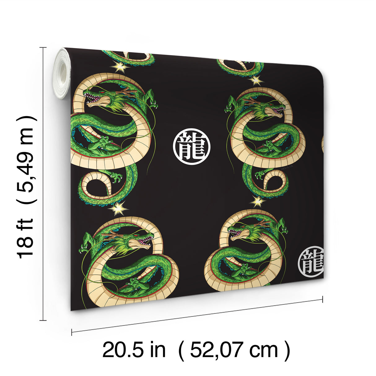 Dragon Ball Z Shenron Dragon Black by RoomMates Licensed Crunchyroll Anime Kids Novelty Fully Removable Peel and Stick Vinyl Wallpaper - RMWS1329