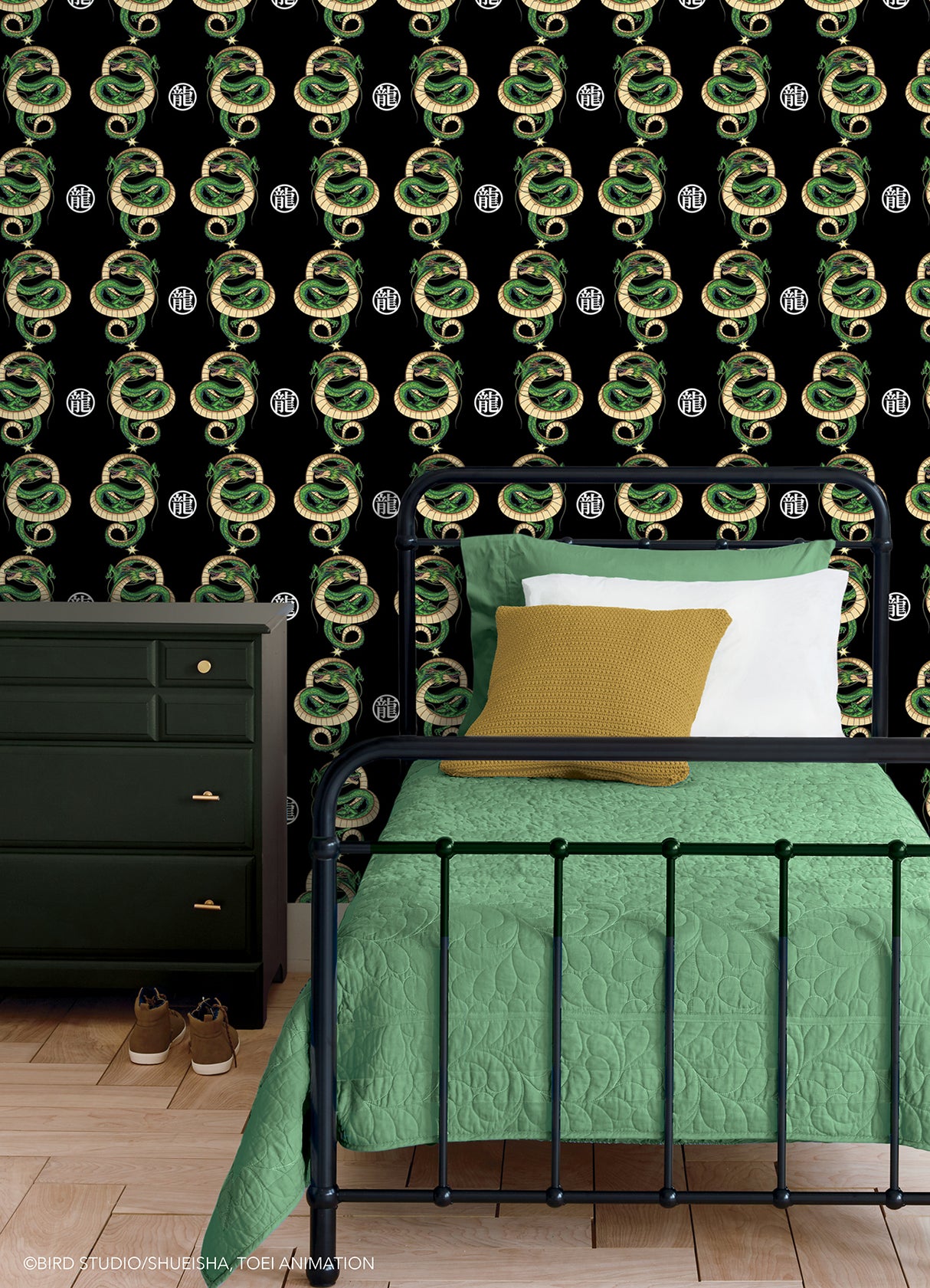 Dragon Ball Z Shenron Dragon Black by RoomMates Licensed Crunchyroll Anime Kids Novelty Fully Removable Peel and Stick Vinyl Wallpaper - RMWS1329