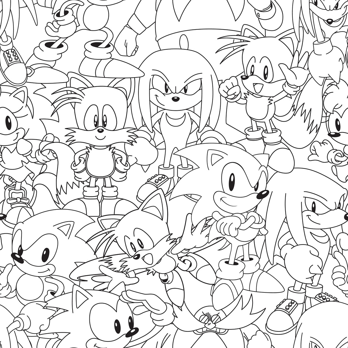 Sonic The Hedgehog Line Art Black and White Peel and Stick Wallpaper by RoomMates RMWS1331
