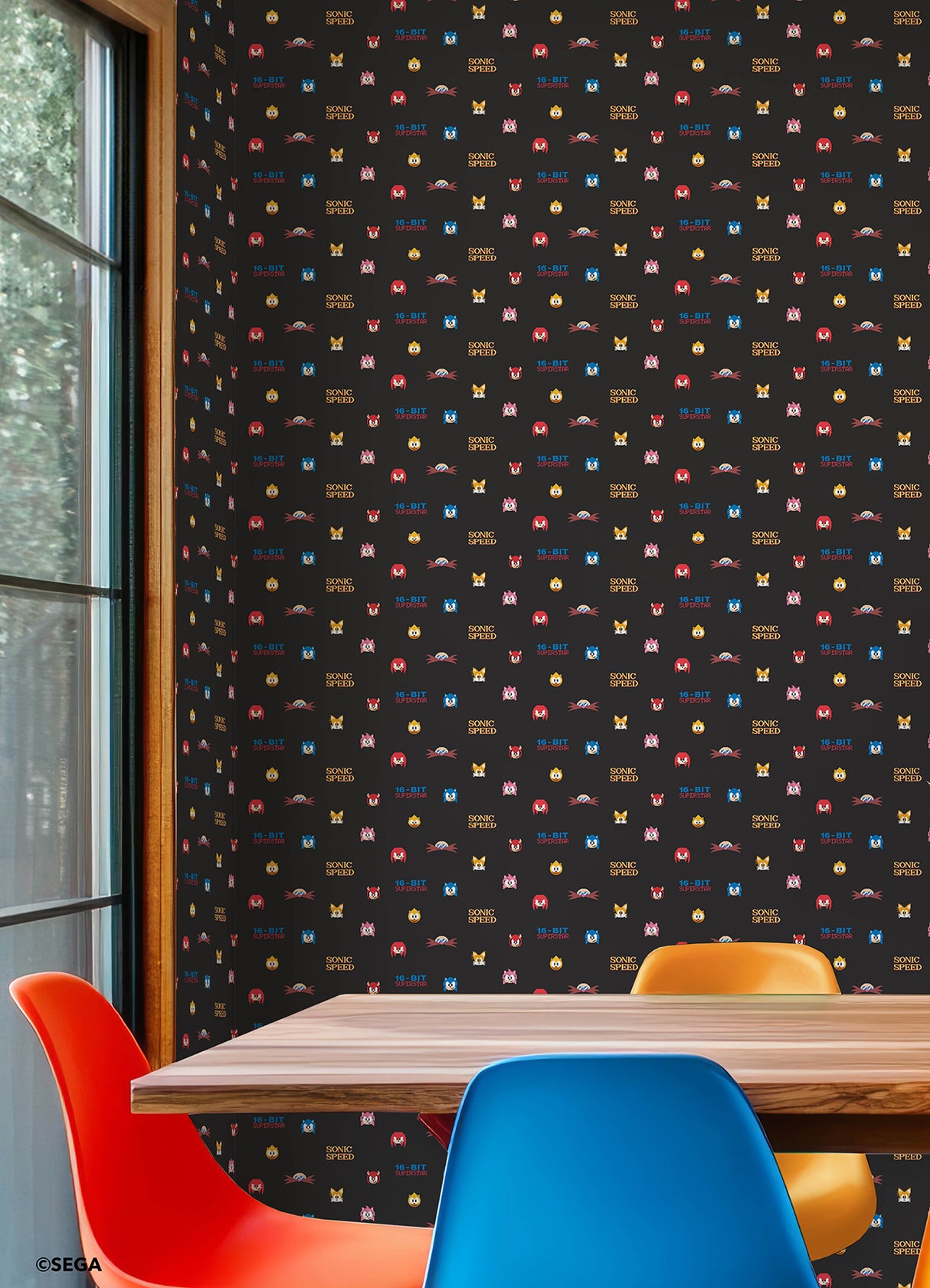 Sonic The Hedgehog 16-Bit Superstar Retro Peel and Stick Wallpaper Black by RoomMates - RMWS1333