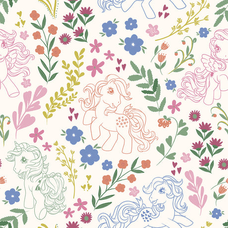 My Little Pony Retro Floral Cream Peel and Stick Wallpaper by RoomMates RMWS1343