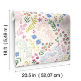 My Little Pony Retro Floral Cream by RoomMates Whimsical Peel and Stick Kids Wallpaper with Retro Ponies and Botanical Florals - RMWS1343
