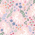 My Little Pony Retro Floral Pink Peel and Stick Wallpaper featuring retro ponies prancing among colorful flowers, hearts and botanicals on a soft pink background by RoomMates RMWS1344