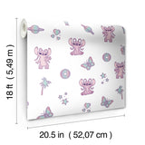 Disney Lilo and Stitch Angel Peel and Stick Wallpaper Pink and White Kids Graphic Pattern with Butterflies and Stars by RoomMates - RMWS1347