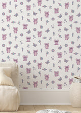 Disney Lilo and Stitch Angel Peel and Stick Wallpaper Pink and White Kids Graphic Pattern with Butterflies and Stars by RoomMates - RMWS1347