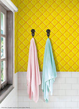SpongeBob SquarePants Pineapple Yellow Peel and Stick Wallpaper by RoomMates - Kids Licensed Novelty Beach Diamond Trellis Pattern - RMWS1364