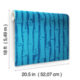 SpongeBob SquarePants Bamboo Blue by RoomMates Playful Kids Tiki Tropical Peel and Stick Fully Removable Vinyl Wallpaper - RMWS1366