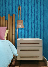 SpongeBob SquarePants Bamboo Blue by RoomMates Playful Kids Tiki Tropical Peel and Stick Fully Removable Vinyl Wallpaper - RMWS1366