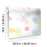 SpongeBob SquarePants Floral White by RoomMates Kids Licensed Peel and Stick Colorful Floral Novelty Wallpaper for Any Room RMWS1368