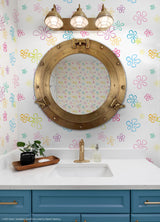 SpongeBob SquarePants Floral White by RoomMates Kids Licensed Peel and Stick Colorful Floral Novelty Wallpaper for Any Room RMWS1368