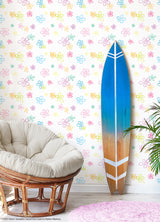 SpongeBob SquarePants Floral White by RoomMates Kids Licensed Peel and Stick Colorful Floral Novelty Wallpaper for Any Room RMWS1368