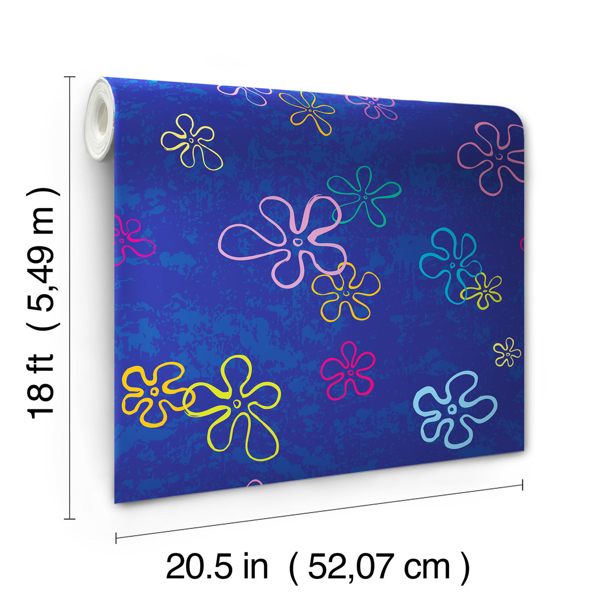 SpongeBob SquarePants Floral Blue by RoomMates Kids Licensed Bikini Bottom Signature Floating Flowers Peel and Stick Wallpaper - RMWS1369