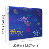 SpongeBob SquarePants Floral Blue by RoomMates Kids Licensed Bikini Bottom Signature Floating Flowers Peel and Stick Wallpaper - RMWS1369