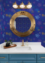 SpongeBob SquarePants Floral Blue by RoomMates Kids Licensed Bikini Bottom Signature Floating Flowers Peel and Stick Wallpaper - RMWS1369