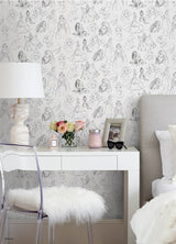 Disney Princess Sketches Charcoal by RoomMates Peel and Stick Wallpaper - RMWS1379