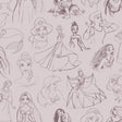 Disney Princess Sketches Plum Peel and Stick Wallpaper by RoomMates - RMWS1380