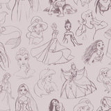 Disney Princess Sketches Plum Peel and Stick Wallpaper by RoomMates - RMWS1380