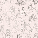 Disney Princess Sketches Pink Peel and Stick Wallpaper by RoomMates - RMWS1381