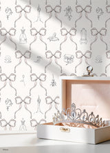 Disney Princess Bows Pink RoomMates Peel and Stick Wallpaper - RMWS1382