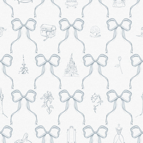Disney Princess Bows Blue Peel and Stick Wallpaper by RoomMates - RMWS1383