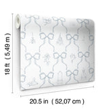 Disney Princess Bows Blue Peel and Stick Wallpaper by RoomMates - Disney Licensed Fairy Tales Fantasy Tween Kids Room Wallpaper RMWS1383
