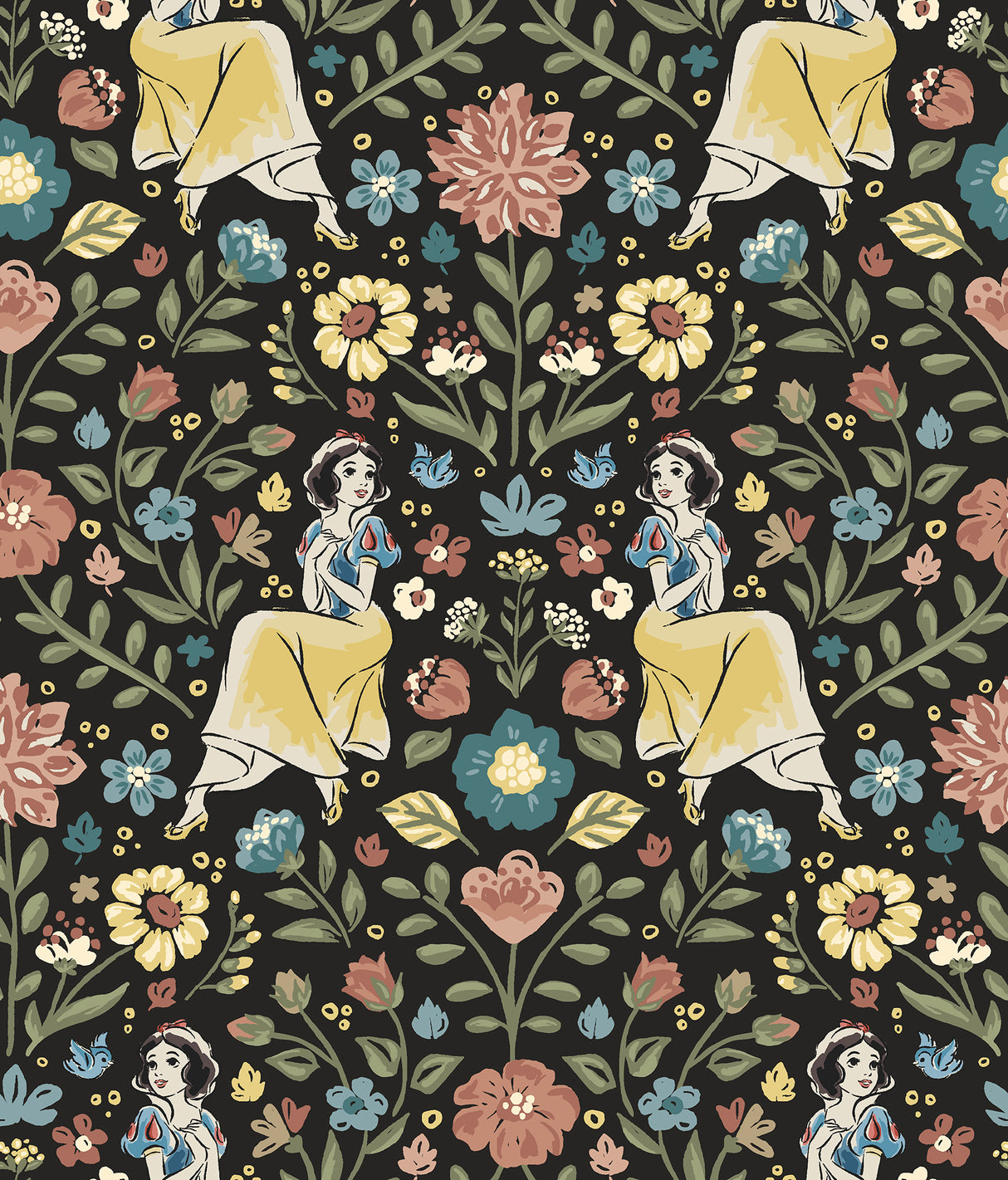 Disney Snow White Wishing Garden Charcoal Peel and Stick Wallpaper by RoomMates - RMWS1385