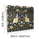 Disney Snow White Wishing Garden Charcoal by RoomMates Peel and Stick Storybook Floral Disney Princess Removable Wallpaper - RMWS1385
