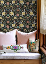 Disney Snow White Wishing Garden Charcoal by RoomMates Peel and Stick Storybook Floral Disney Princess Removable Wallpaper - RMWS1385