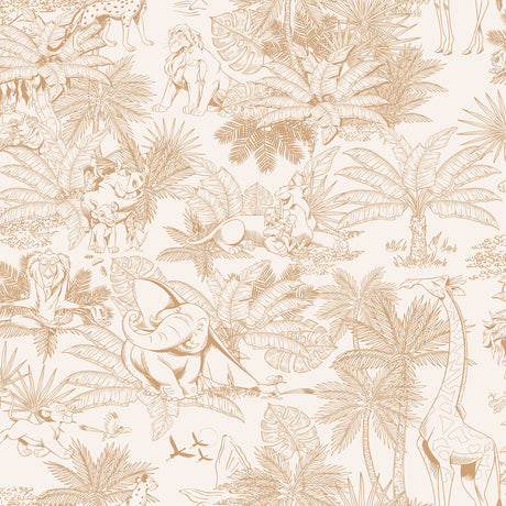 Disney Lion King Tropical Toile Burnt Orange Peel and Stick Wallpaper by RoomMates - RMWS1388