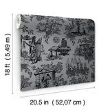 Disney Haunted Mansion Toile Black Peel and Stick Wallpaper by RoomMates - Iconic Haunted Mansion Toile with Ornate Vignettes - RMWS1389