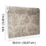Disney Haunted Mansion Toile Taupe by RoomMates Iconic Spooky Gothic Haunted House Detailed Illustration Peel and Stick Wallpaper - RMWS1390