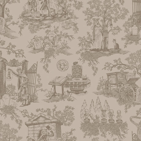 Disney Haunted Mansion Toile Taupe Peel and Stick Wallpaper by RoomMates - RMWS1390